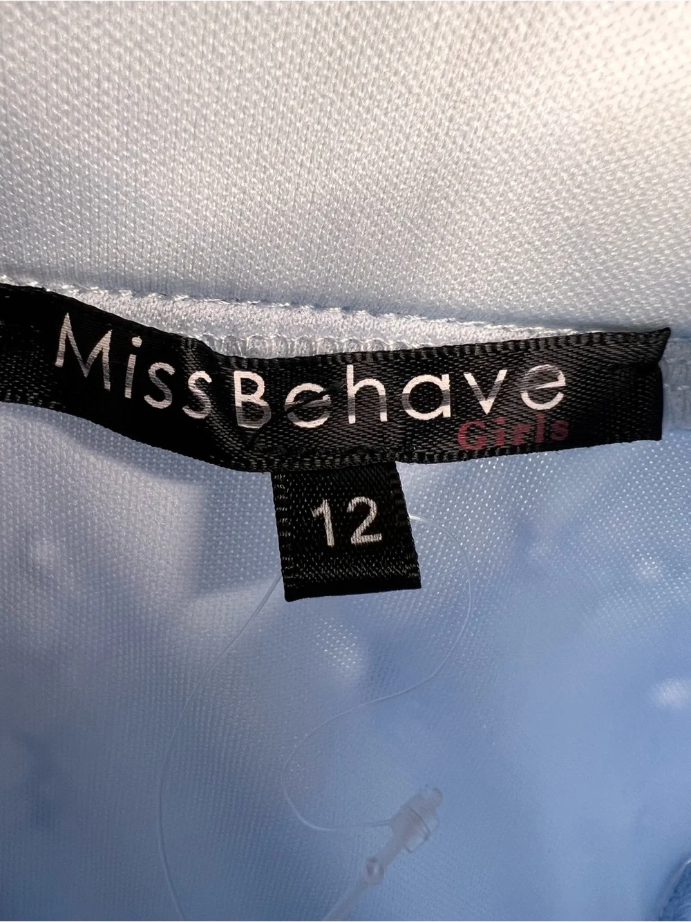 Miss Behave TIA Tie Sleeves Eyelet Tiered Skirt Size 12 Lt Blue